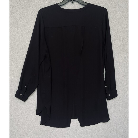 Lane Bryant Popover Top 18/20 Black Lightweight Split Back Office Goth Corporate - Picture 6 of 10